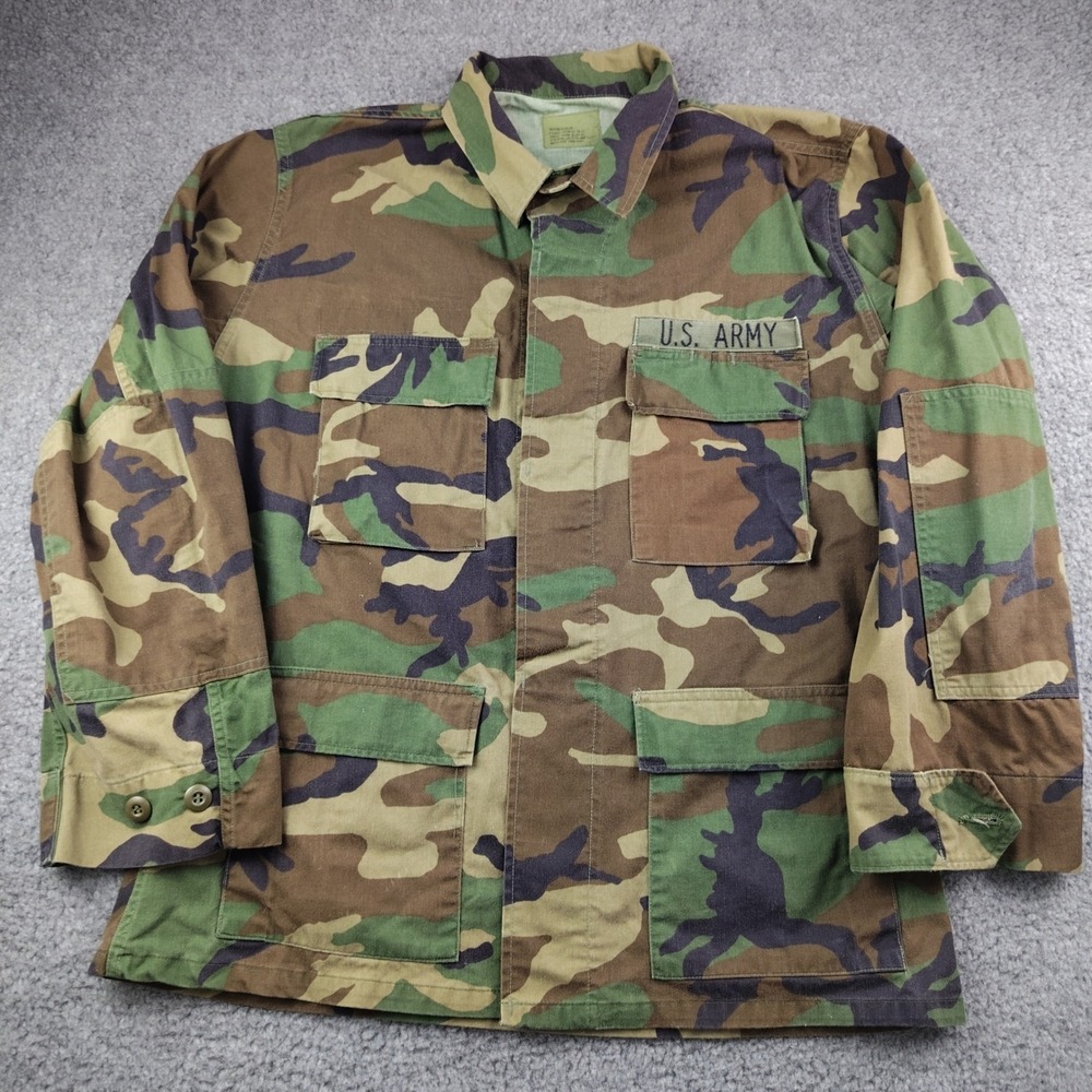 VTG 90s US Army Woodland Camo Combat Coat‎ Jacket Medium BDU Ripstop Military